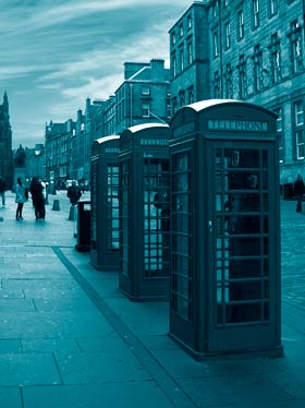 a photo of an old phone booth